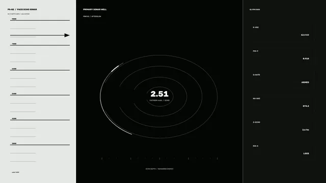 Monochrome sonar console with concentric signal rings — sonar wallpaper at 3840x2160