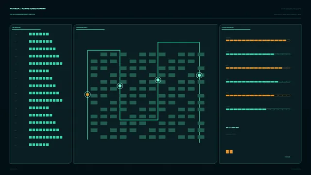 Marine seabed mapping in a geometric data grid — marine seabed mapping wallpaper at 3840x2160