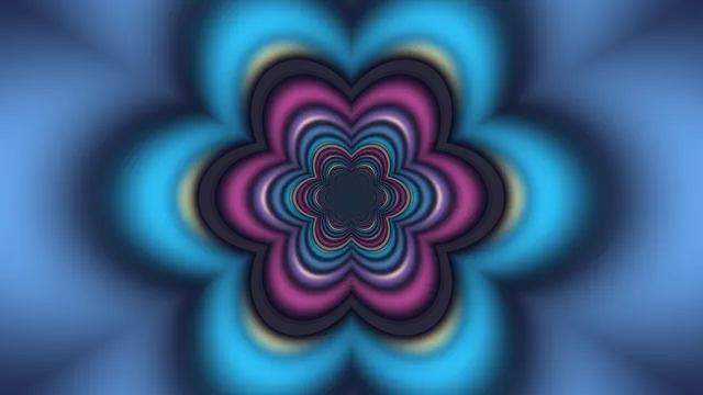 Concentric flower form in blue and violet light — abstract flower wallpaper at 3840x2160