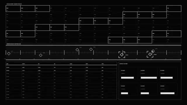 Monochrome orbital catalog with geometric track marks — orbital catalog wallpaper at 3840x2160