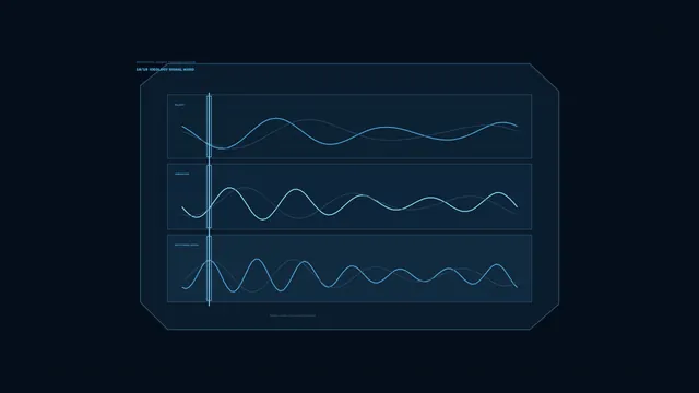 Blue waveform panels in a dark technical field — waveform wallpaper at 3840x2160