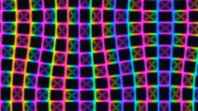 Neon lattice of tilted squares in dark space — neon lattice wallpaper at 3840x2160