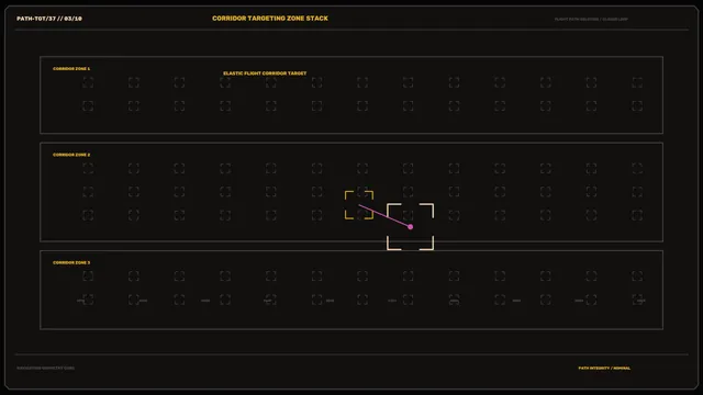 Corridor targeting grid with magenta flight path — navigation diagram wallpaper at 3840x2160