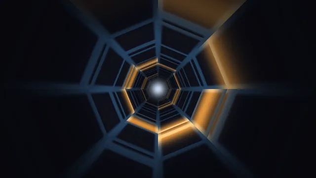 Hexagonal tunnel with amber light — hexagonal tunnel wallpaper at 3840x2160