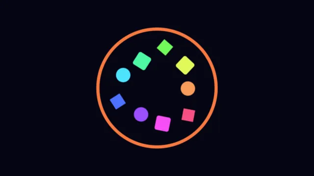 Neon geometric forms within an orange circle — geometric wallpaper at 3840x2160