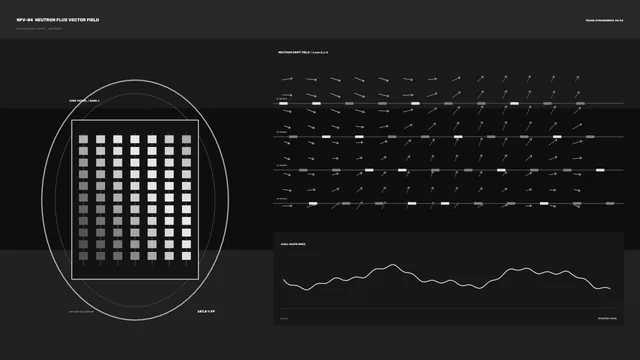 Neutron flux diagram in charcoal and ivory — scientific diagram wallpaper at 3840x2160