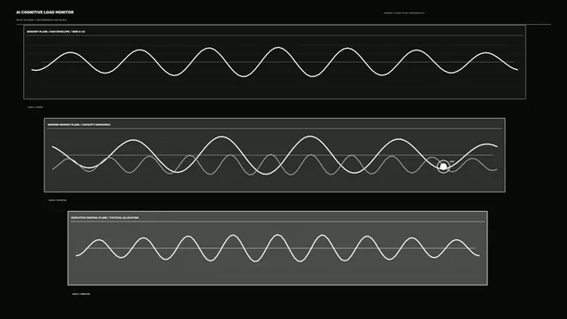 Monochrome Cognitive Load Waveform Dashboard — cognitive load wallpaper at 3840x2160