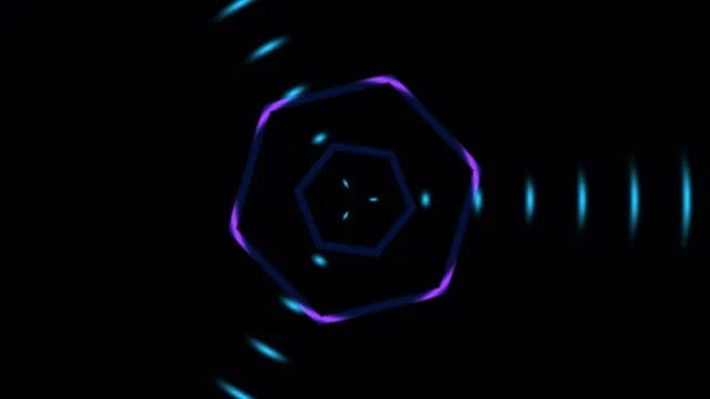Neon hexagonal rings in a field of black — hexagon wallpaper at 3840x2160
