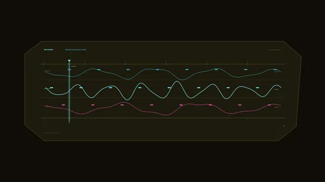 Cyan and magenta oscilloscope waveforms — oscilloscope wallpaper at 3840x2160