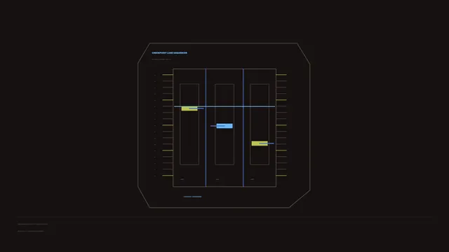 Dark geometric checkpoint lane diagram — schematic diagram wallpaper at 3840x2160