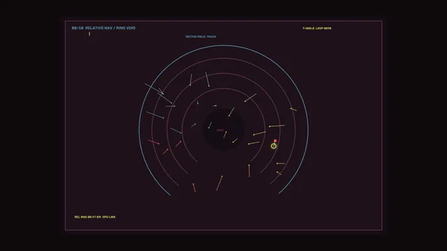 Concentric orbital diagram with colored vector marks — orbital diagram wallpaper at 3840x2160