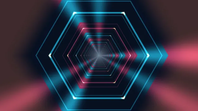 Neon hexagonal tunnel in cyan and magenta light — hexagonal tunnel wallpaper at 3840x2160