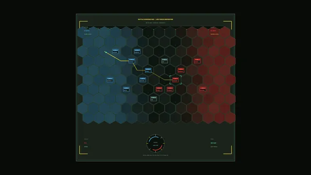 Hexagonal battle command map in dark tones — tactical map wallpaper at 3840x2160