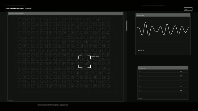 Thermal grid with waveform and tracking reticle — thermal interface wallpaper at 3840x2160