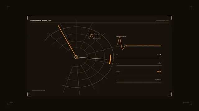 Amber sonar radar interface on a dark field — sonar wallpaper at 3840x2160