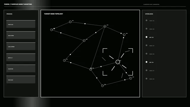 Monochrome target node topology interface — node topology wallpaper at 3840x2160