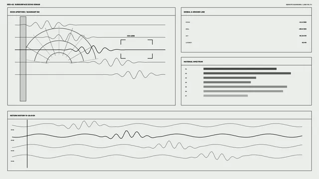 Monochrome sonar diagram with signal contours — sonar wallpaper at 3840x2160