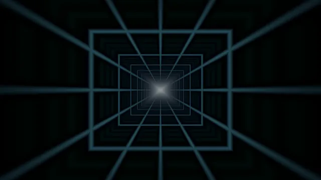 Blue geometric tunnel toward a central light — geometric tunnel wallpaper at 3840x2160