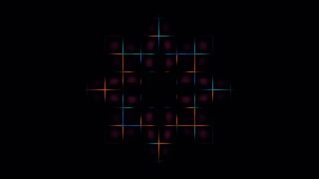Chromatic grid of light on a black field — geometric grid wallpaper at 3840x2160