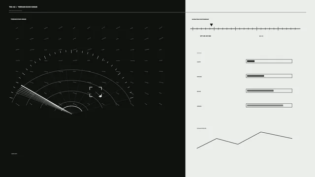 Monochrome sonar diagram with radial signal lines — sonar wallpaper at 3840x2160