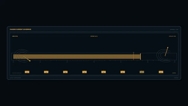 Charge current governor interface in amber and blue — charge current wallpaper at 3840x2160