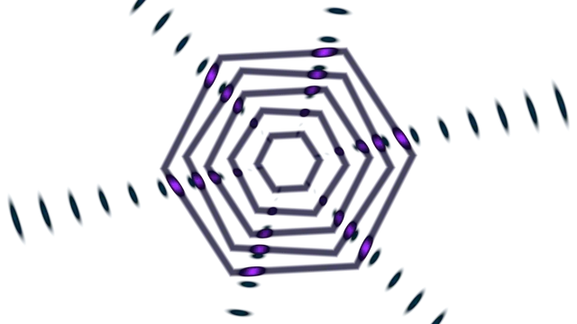 Neon hexagonal rings in a black field — hexagon wallpaper at 3840x2160
