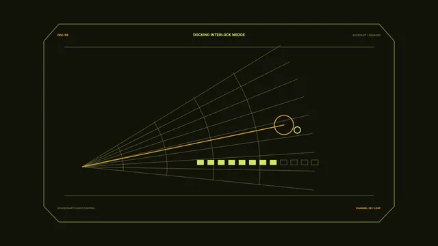 Orbital guidance diagram in olive and amber — spacecraft wallpaper at 3840x2160