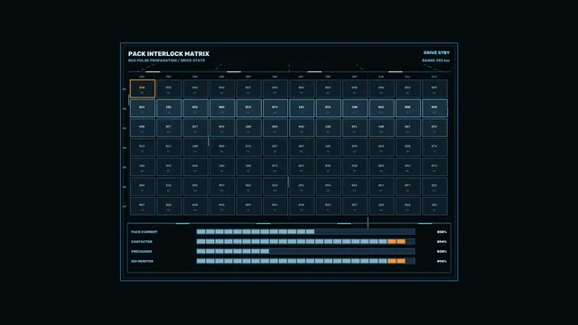 Blue Interlock Matrix with Orange Status Bars — interface wallpaper at 3840x2160