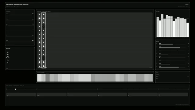 Monochrome Grid Dashboard with Luminous Data Bars — dashboard wallpaper at 3840x2160