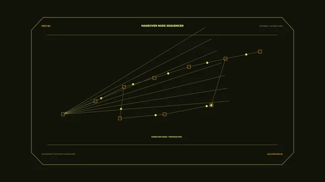 Orbital navigation diagram in olive and amber — orbital navigation wallpaper at 3840x2160