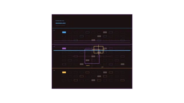 Neon decision grid on a dark field — geometric interface wallpaper at 3840x2160