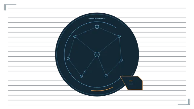 Blue orbital interface with geometric node diagram — orbital interface wallpaper at 3840x2160