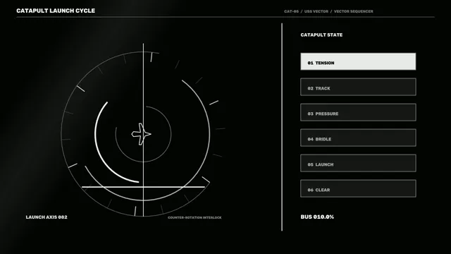 Monochrome Catapult Launch Cycle Interface — catapult wallpaper at 3840x2160