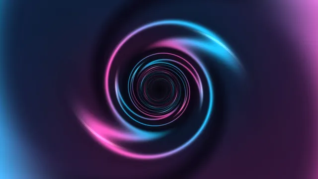 Neon spiral rings in a field of deep blue — neon spiral wallpaper at 3840x2160