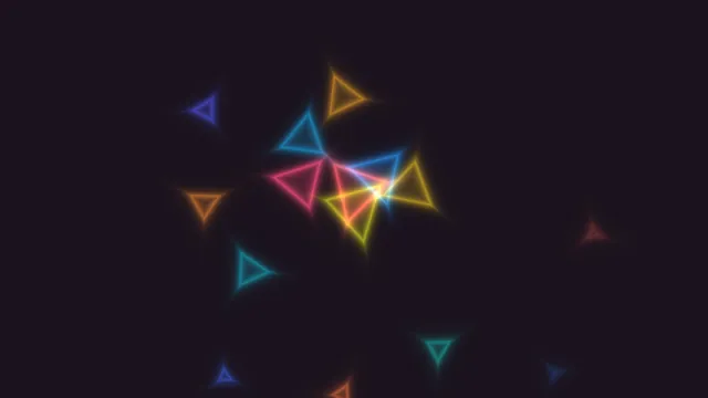Neon triangles across a dark field — neon triangles wallpaper at 3840x2160