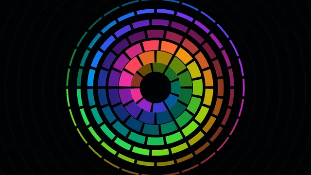 Concentric spectrum wheel on a black field — colour wheel wallpaper at 3840x2160