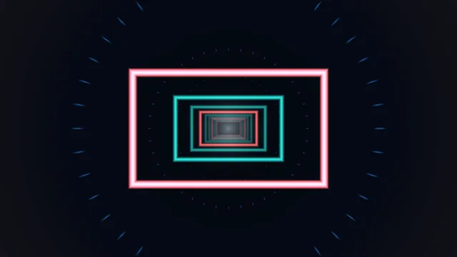 Neon rectangles receding into dark space — neon rectangles wallpaper at 3840x2160