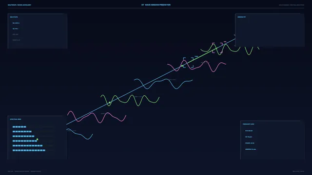 Waveform predictor on a midnight grid — waveform wallpaper at 3840x2160