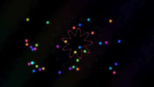 Neon Flower and Orbiting Points on Black — neon flower wallpaper at 3840x2160