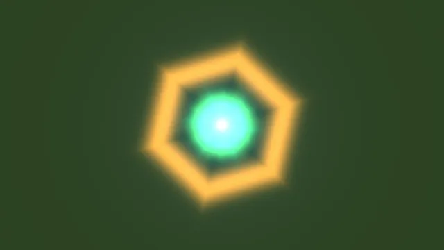 Golden geometric ring around a luminous green core — geometric wallpaper at 3840x2160