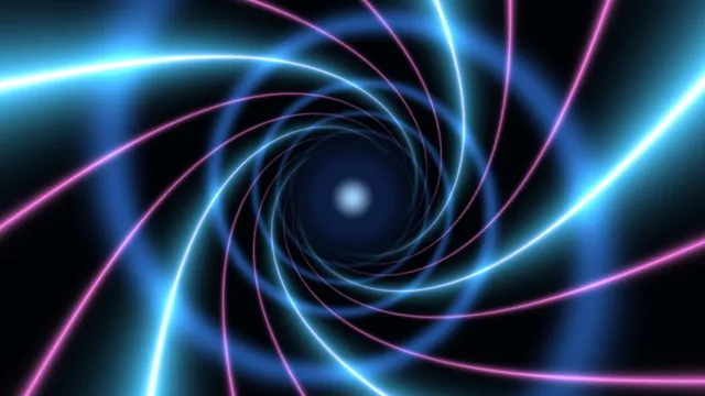 Neon spirals around a blue central light — neon spiral wallpaper at 3840x2160