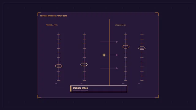 Critical Error Interlock Diagram in Violet and Gold — technical diagram wallpaper at 3840x2160