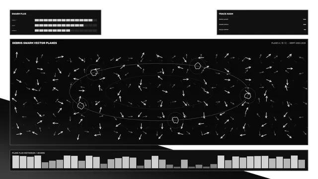 Debris swarm vector field on a dark ground — vector field wallpaper at 3840x2160
