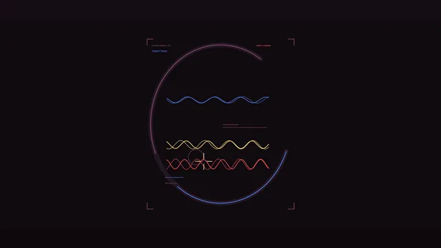 Neon waveform diagram in a dark circular field — neon waveform wallpaper at 3840x2160